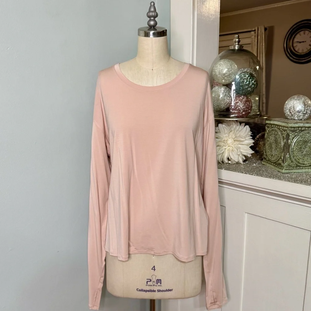Lululemon Modal Relaxed Fit Long Sleeve Shirt Misty Shell Size 12 NWT